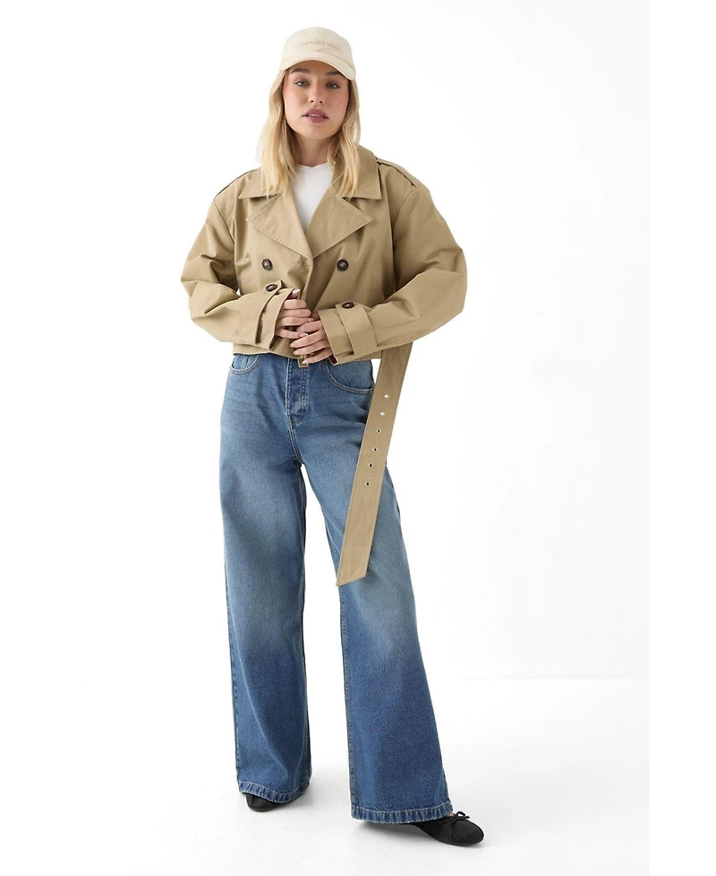 MissPap Women's Tailored Cropped Trench Coat