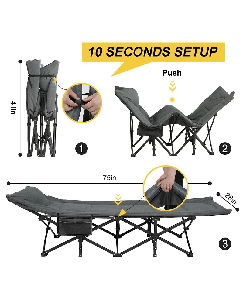 Aofar Camping Cot Portable Folding Bed with Cushion Tent Carry Bag