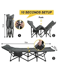 Aofar Camping Cot Portable Folding Bed with Cushion Tent Carry Bag