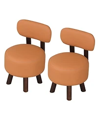 Costway Set of 2 Small Footrest Stools with Backrest and Rubber Wood Legs for Bedroom