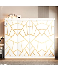 Streamdale Furniture Queen Murphy Bed With Led, Usb, Pattern