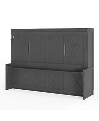 Streamdale Furniture Murphy Bed with a desk, Usb Charging Station, Led Lights