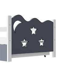 Streamdale Furniture Kids Star and Moon Wood Bed Frame with Slats Easy Assembly