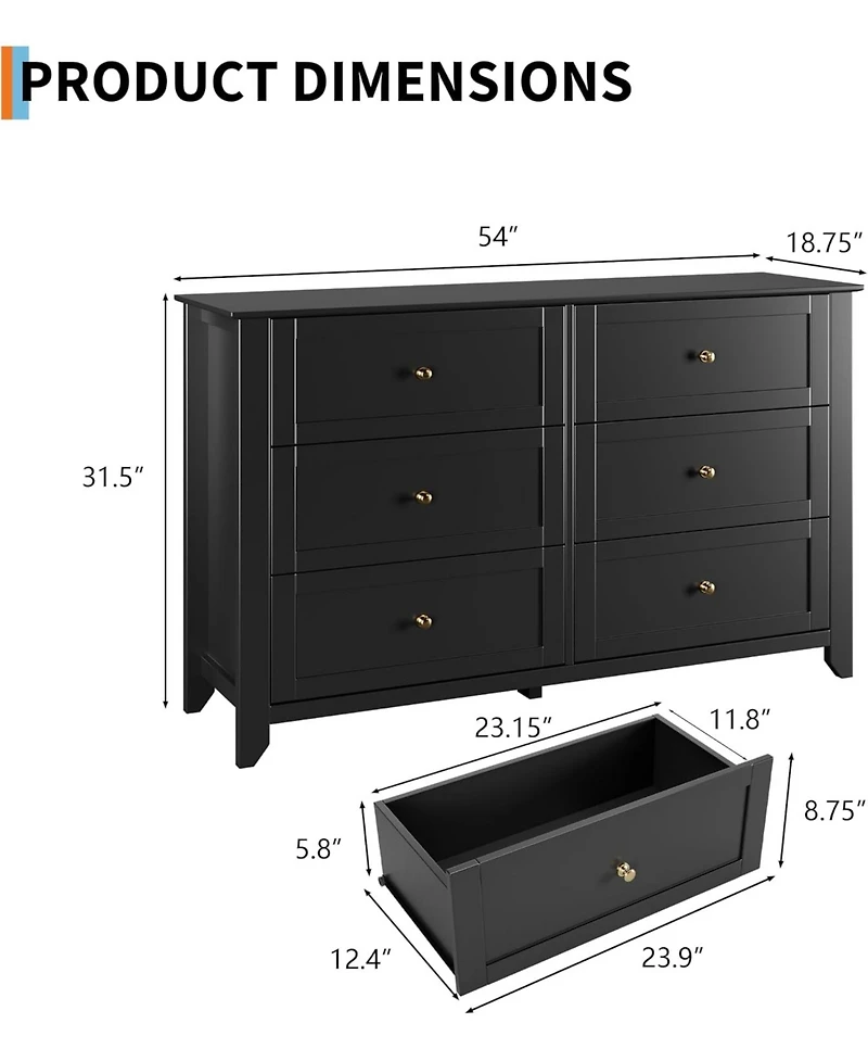 gaomon 6 Drawer Dresser for Bedroom