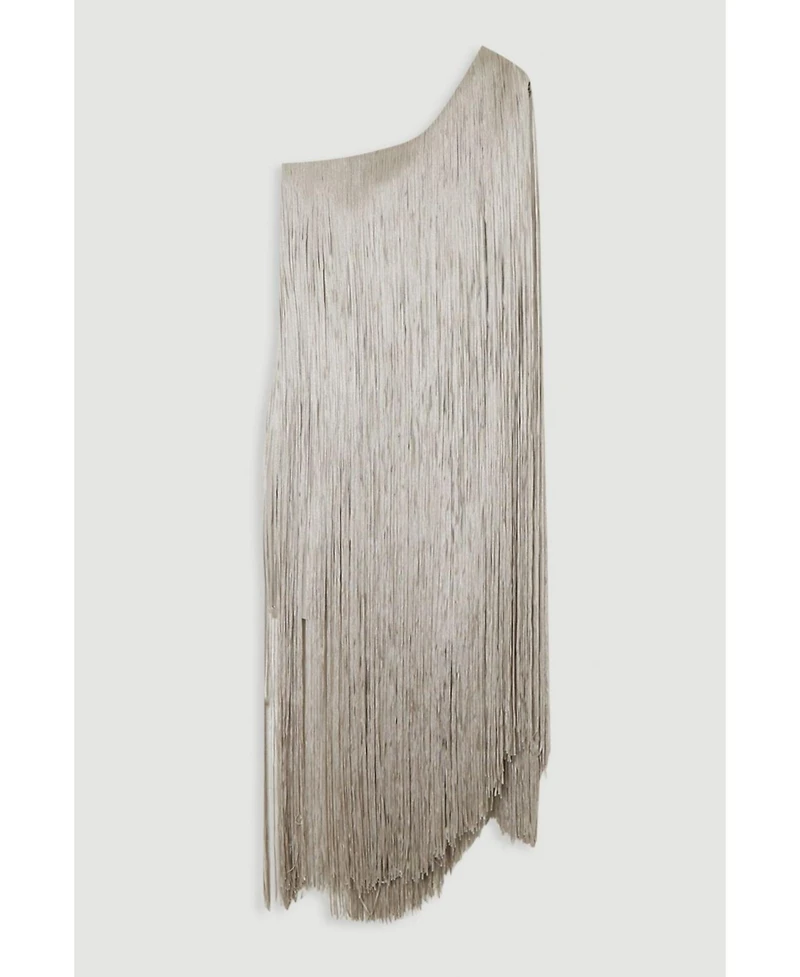 Karen Millen Women's One-Shoulder Fringe Mini Dress