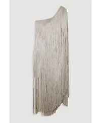 Karen Millen Women's One-Shoulder Fringe Mini Dress