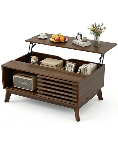 Streamdale Furniture Lift Top Coffee Table with Storage and Sliding Door