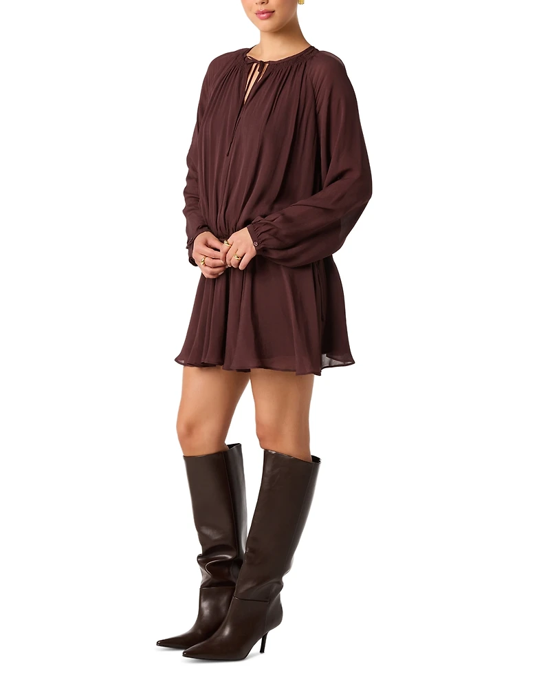Astr the Label Women's Long-Sleeve Tie-Neck Mini Dress