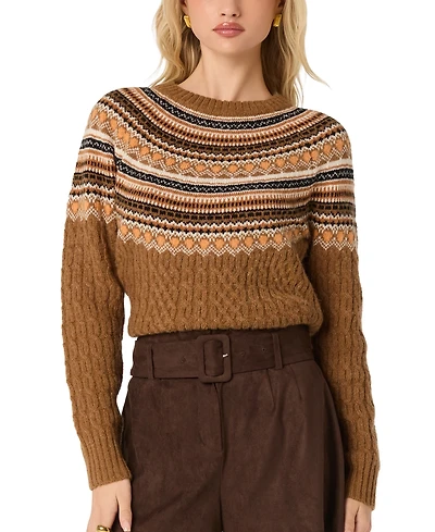 Astr the Label Women's Cable-Knit Crewneck Sweater