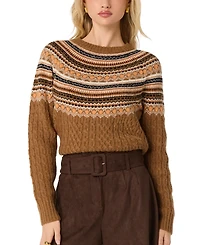 Astr the Label Women's Cable-Knit Crewneck Sweater
