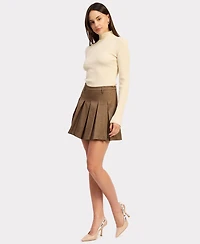 En Saison Women's Belted Box-Pleat Mini Skirt