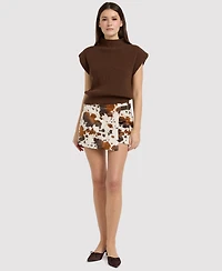 En Saison Women's Mid-Rise Faux Mini Skirt