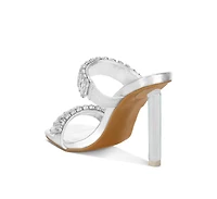 London Rag Womens Leonardi Oversized Crystal Baguette Stone Heels