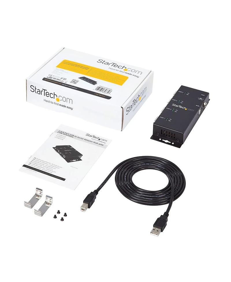 StarTech.com 4 Port Wall Mountable Usb to DB9 RS232 Serial Adapter Hub