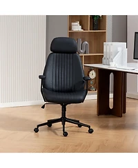 Dyhome Ergonomic Executive Home Office Chair, High Back Faux Leather Desk Chair with Headrest