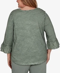 Alfred Dunner Plus Provence Tonal Spliced Patchwork Top