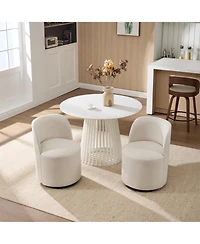Clihome Modern Swivel Barrel Dining Chair, Linen Upholstered Armless Accent Chair