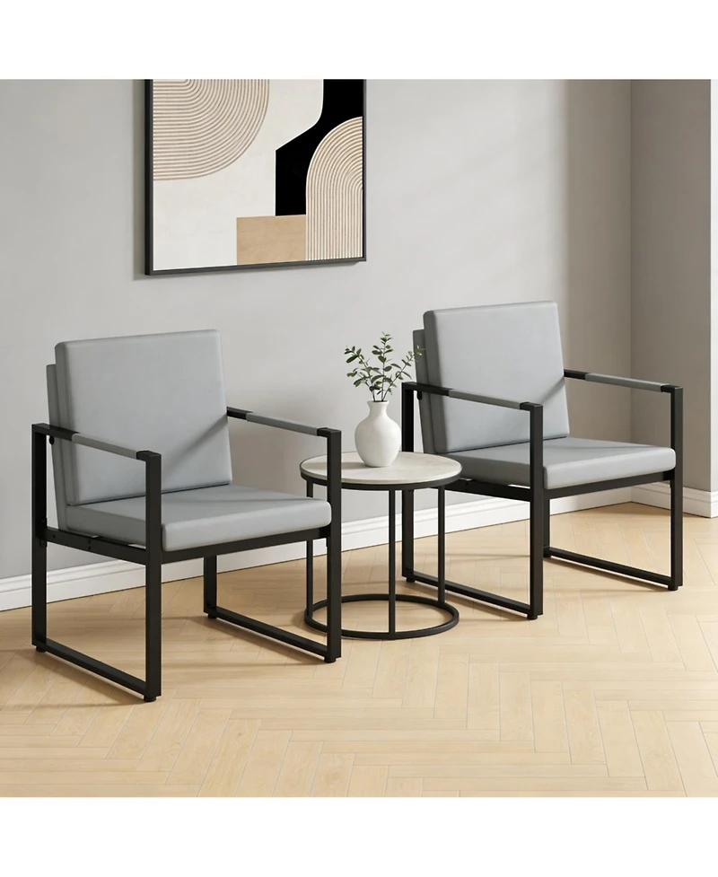 Yiortwo Set of 2 Outdoor Lounge Chairs with Cushions and Metal Frame