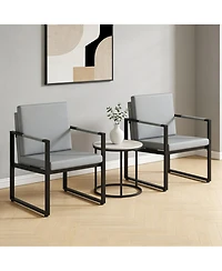 Yiortwo Set of 2 Outdoor Lounge Chairs with Cushions and Metal Frame