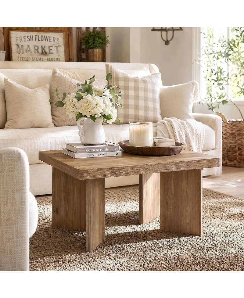 Tribesigns 31.5 in. Square Mdf Coffee Table, Round Corners Living Room Center Coffee Table with 4 Legs