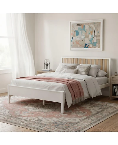 Sunset Living Furniture Scandinavian Queen-Size Bed with Slatted Headboard