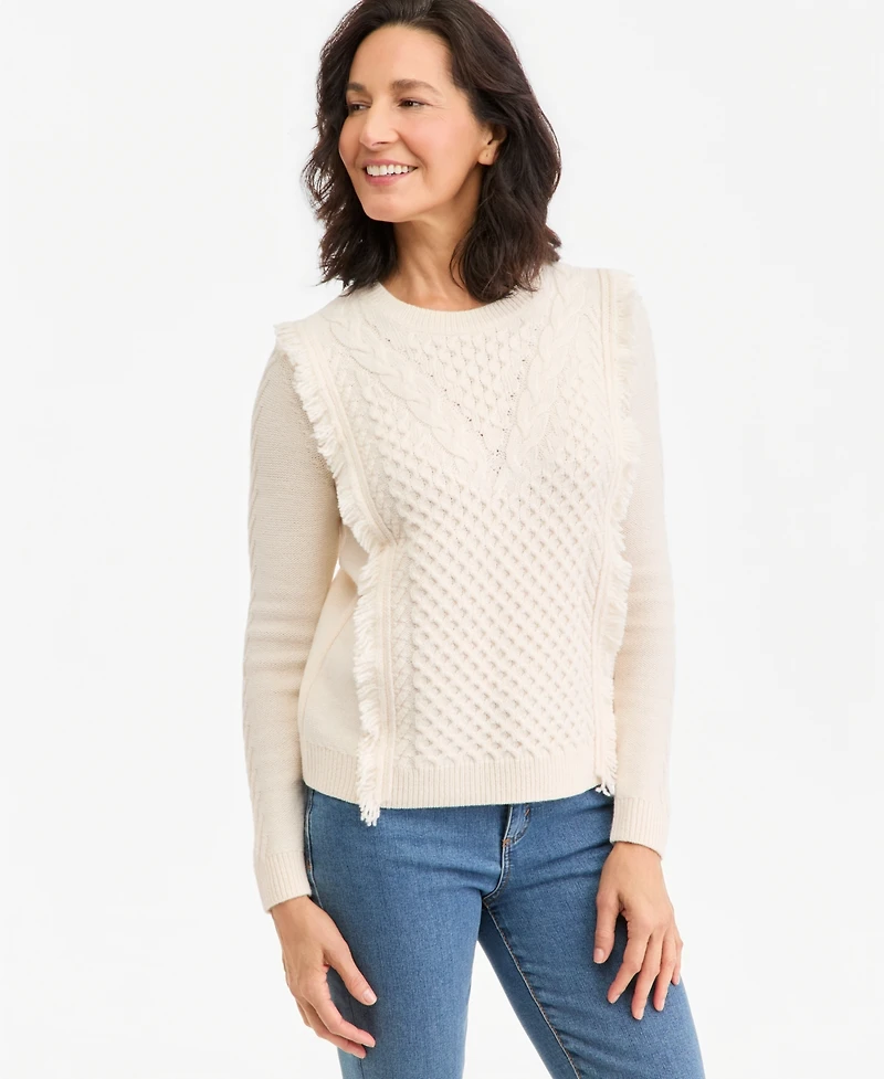 Style & Co Petite Palomino Cable-Knit Crewneck Sweater, Macy's Exclusive