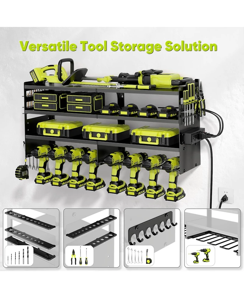 Xdovet Power Tool Organizer Wall Mount Charging Station Metal Rack Drill Holder Utility Strip