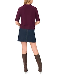 Vince Camuto Women's Cozy Mock Neck Short-Sleeve Sweater