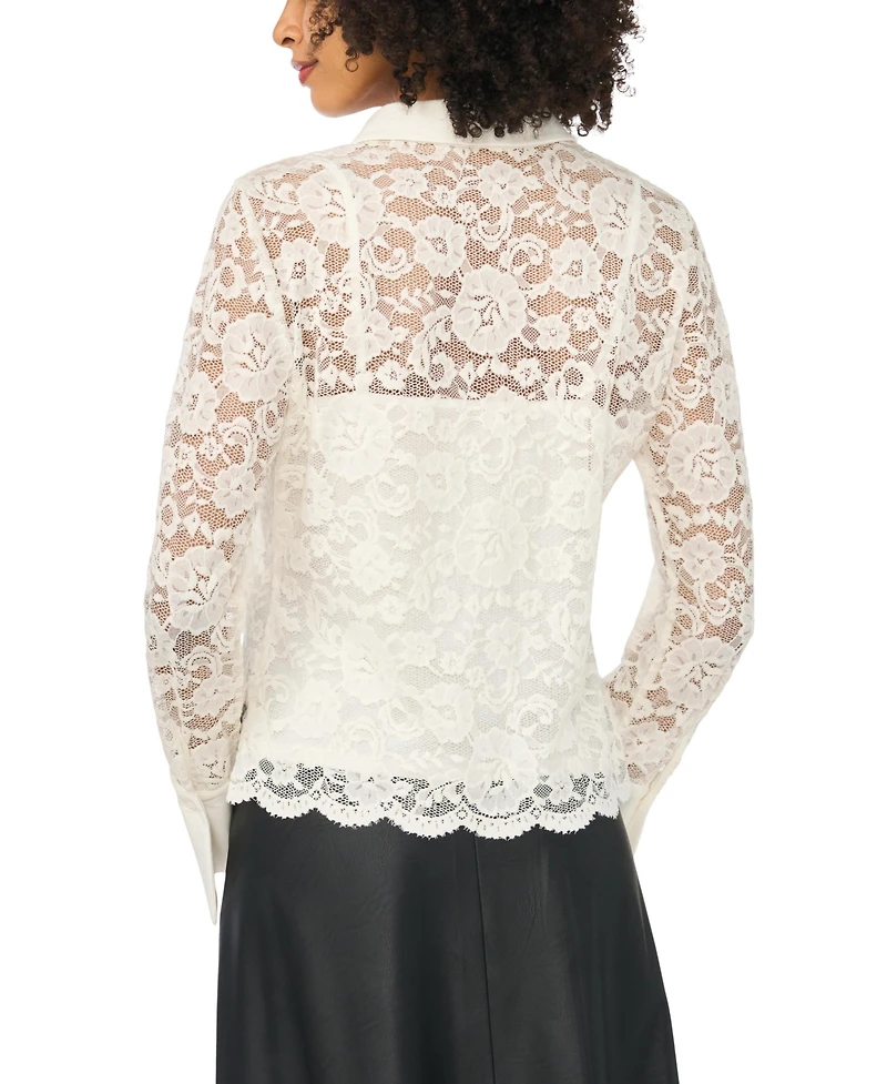 Vince Camuto Women's Collared Button-Front Knit Blouse