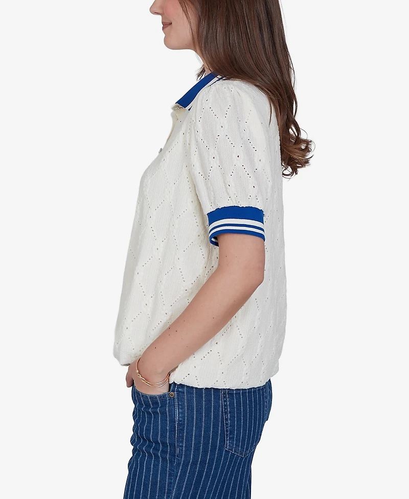 Ruby Rd. Petite Diamond Eyelet Bubble Hem Top