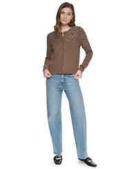 Dkny Jeans Petite Button-Front Jersey Knit Sweater