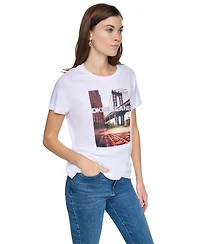Dkny Jeans Petite Cotton-Modal Short-Sleeve Top