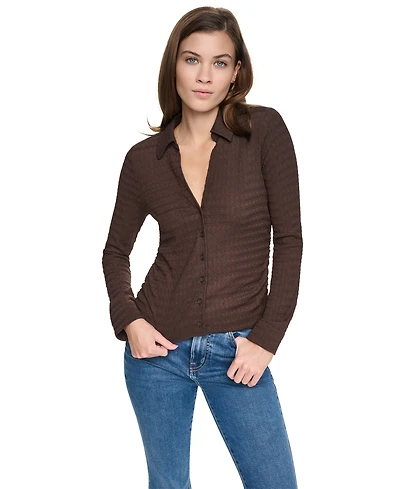 Dkny Jeans Petite Fitted Collared Neck Top