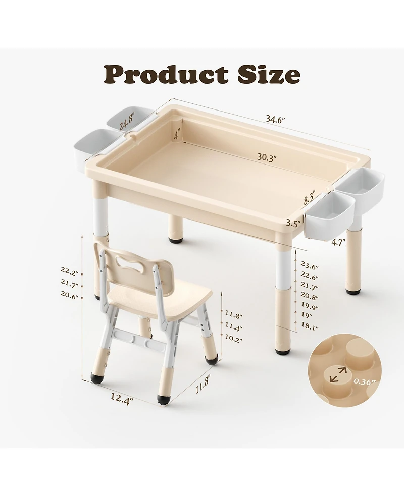 Kinder King Kids Table and 4 Chair Set, Activity Desk for Drawing, Building Blocks, Play
