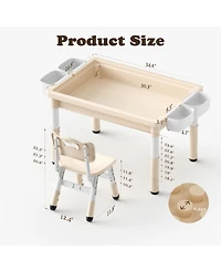 Kinder King Kids Table and 4 Chair Set, Activity Desk for Drawing, Building Blocks, Play