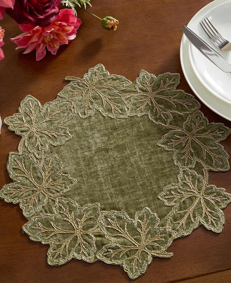 Lenox Lurex Leaves Velvet Round Placemat, 15" x 15"