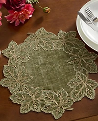 Lenox Lurex Leaves Velvet Round Placemat, 15" x 15"