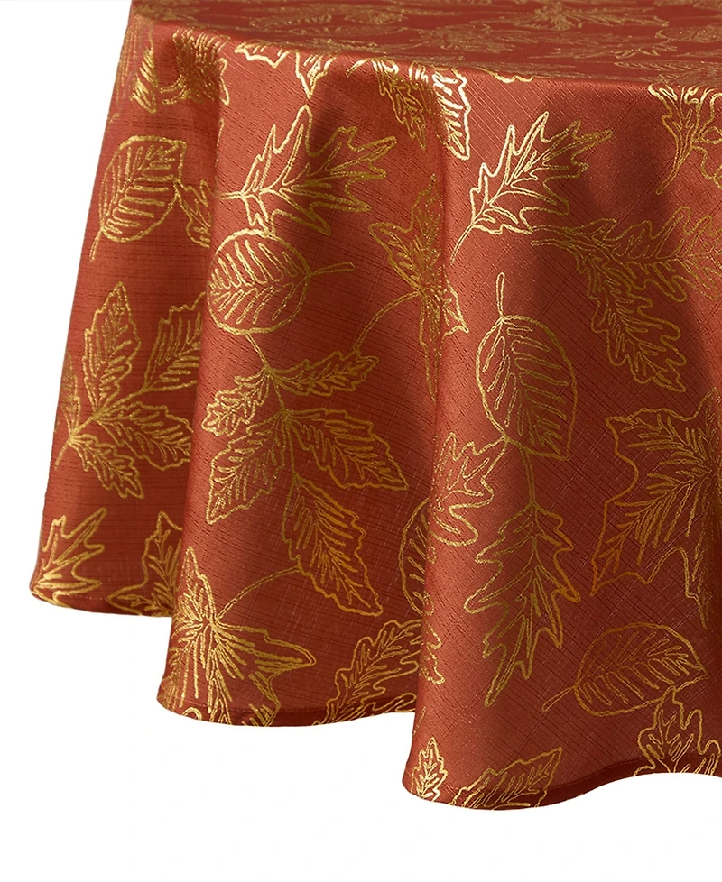 Lenox Metallic Falling Leaves Foil Round Tablecloth, 70" x 70"