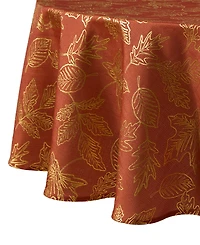Lenox Metallic Falling Leaves Foil Round Tablecloth, 70" x 70"