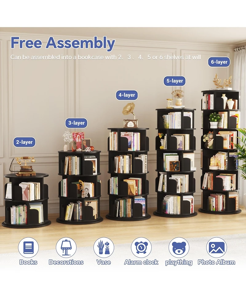 Aheaplus Rotating Bookcase, 360 Display Corner Bookshelf for Small Space