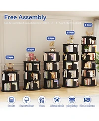 Aheaplus Rotating Bookcase, 360 Display Corner Bookshelf for Small Space
