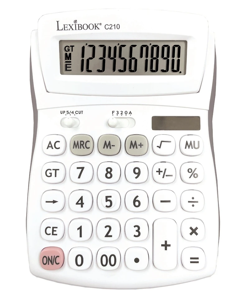 Lexibook, 10-Digit Desktop Calculator with Folding Display, Large Keys, Solar and Battery Powered, C210