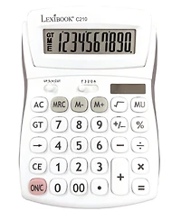 Lexibook, 10-Digit Desktop Calculator with Folding Display, Large Keys, Solar and Battery Powered, C210