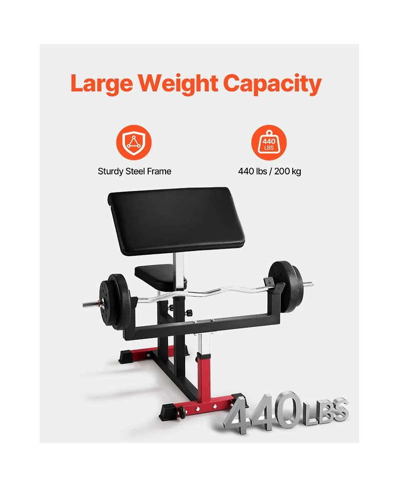 Vevor Preacher Curl Bench Adjustable Home Gym Biceps Machine Barbell Equipment