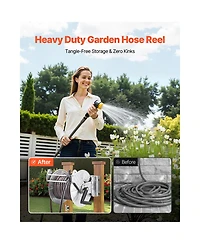 Vevor Wall Mounted Garden Hose Reel 150ft 5/8 in Hose Winder Brass Fitting Hose Guide