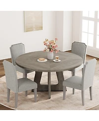 gaomon 47" Round Dining Table for 4 to 6, Farmhouse Kitchen Table with Cross Pedestal Base, 63 Lbs Circle Dinner Table, Not Easy to Slide (No Chairs)
