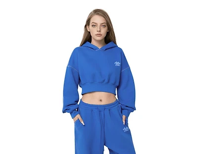 Aelfric Eden Women's Cloud Essential Fleece Cropped Pullover Hoodie Set