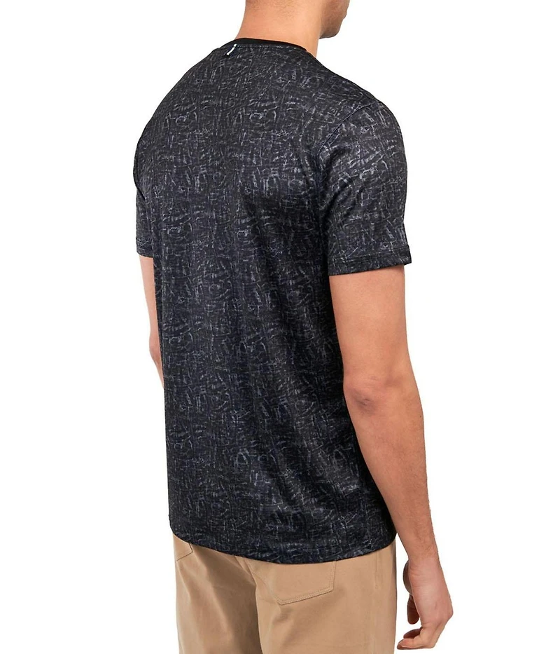 Society of Threads Men's Regular Fit Textured Print Performance T-Shirt
