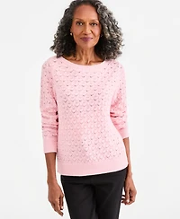 Style & Co Women's Lurex Boatneck Pointelle Sweater, Macy's Exclusive
