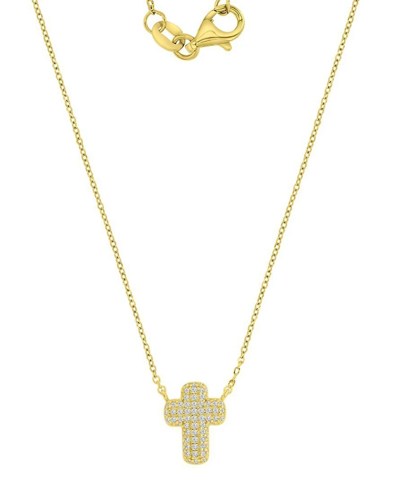 Macy's 14k Gold-Plated Mini Pave Cross Pendant Necklace